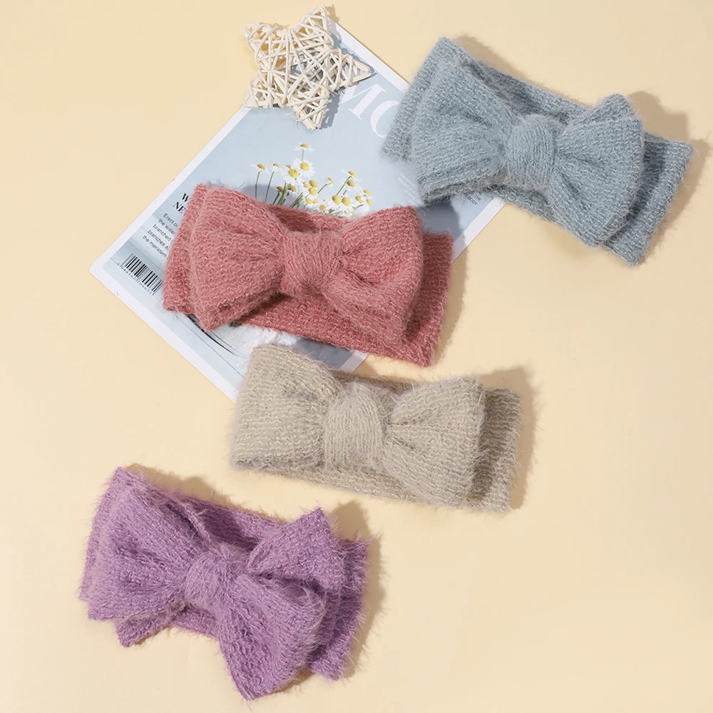 Baby Accessories For Newborn Toddler Kids Baby Girl Boy Headbands Fabric Hairband Solid Colored Plush Warm Hair Accessories image 3