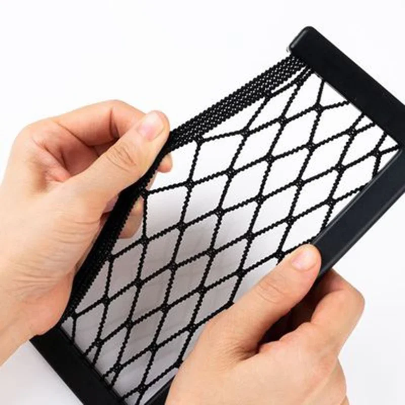 Car Organizer Mesh Storage Bag Net Pocket Mobile Phone Holder Auto Accessories Multi Function Car Storage Net Pocket