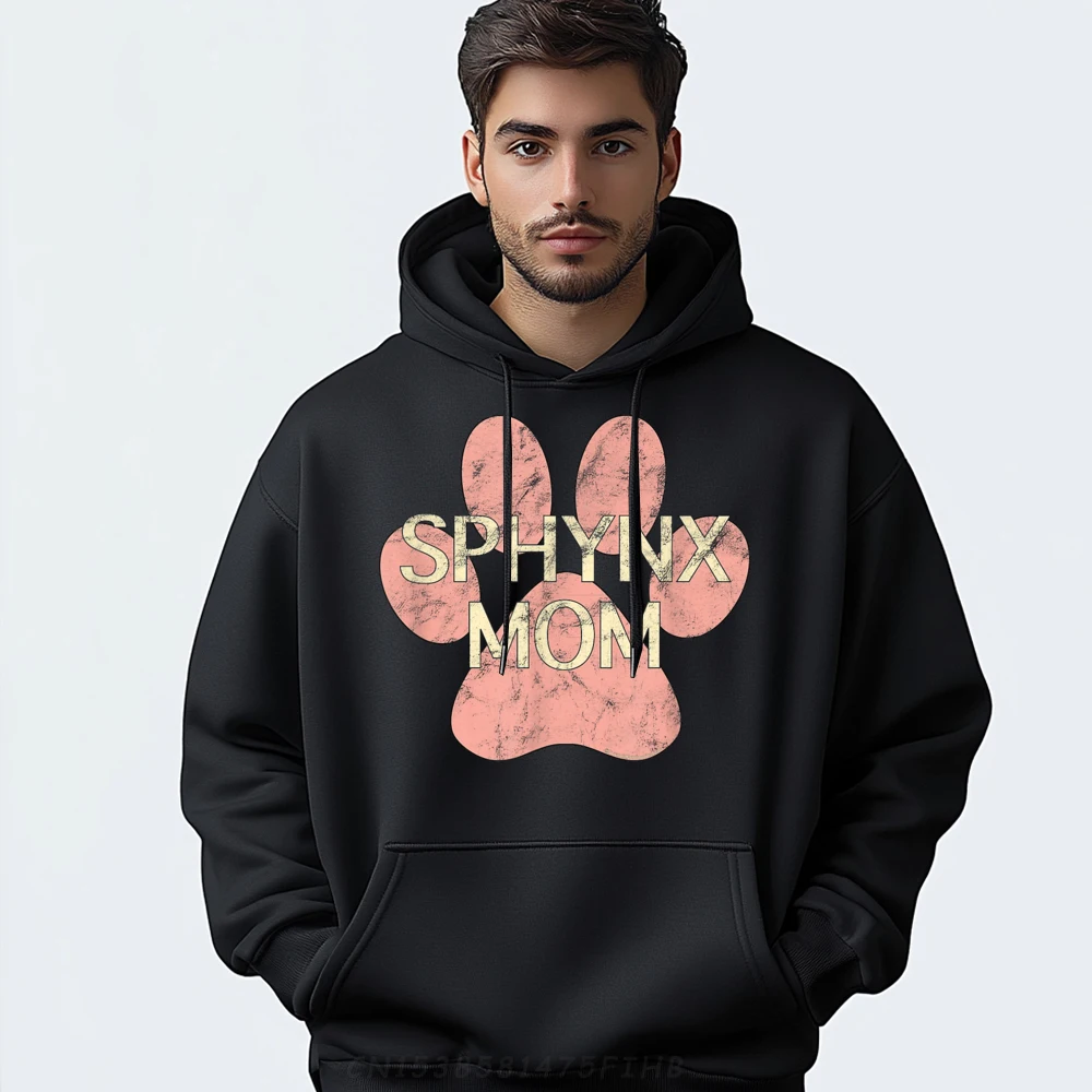 

Sphynx Mom Pink Cat Paw Print Cat Mom Hoodie Christian Hoodie Men Camisetas De Hombre Vegan