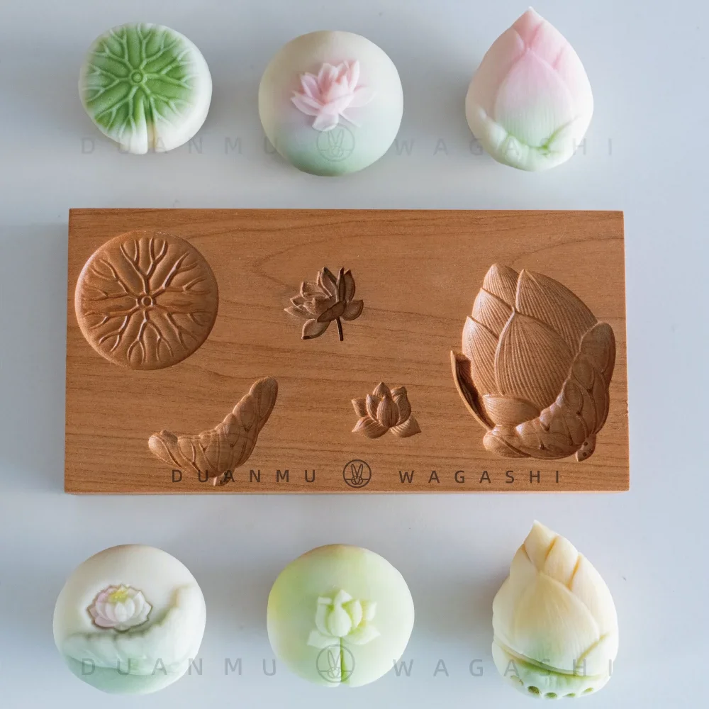 

lotus flower pattern wagashi mold,Beauty design wagashi diy making pressing tool