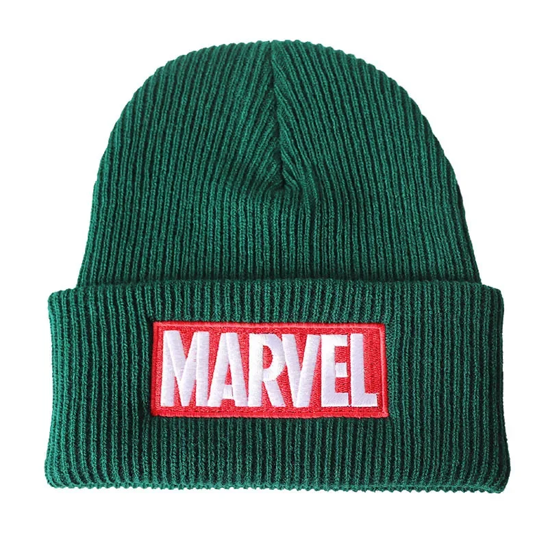 Marvel Anime Cartoon Embroidered Knitted Hats Woolen Hat Cold Simple Pullover Hat Hip Hop Men Women Fashion Christmas Gift