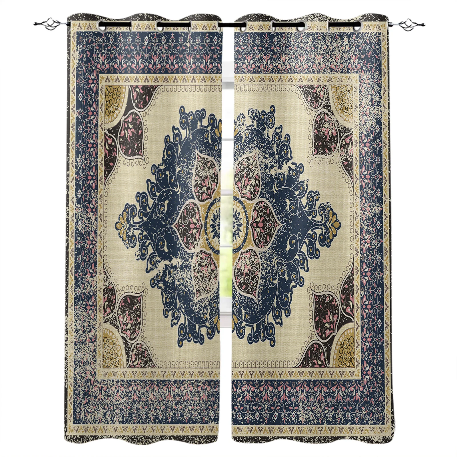 Vintage Wallpaper Murals Middle Ages Window Curtain Living Room Kitchen Curtain Panel Blackout Curtains For Bedroom