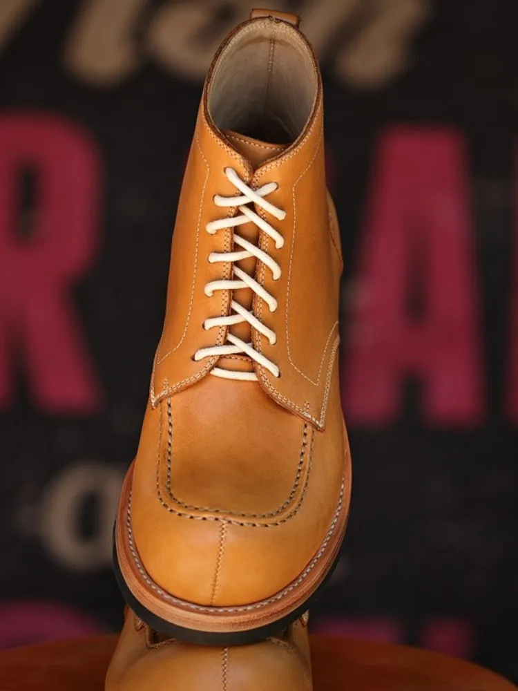 النمط الياباني جلد طبيعي جولة تو الدانتيل متابعة حذاء من الجلد بلون جلد البقر الذكور منصة يصعب ارتداء عالية أعلى الأحذية