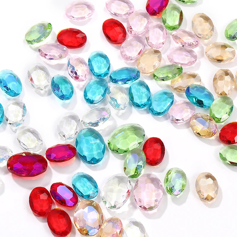 Glitter Transparent Oval Rhinestones Crystals Glass Nails Art DIY Clothes Decorations Diamond Glue On Jewelry Make Accessories