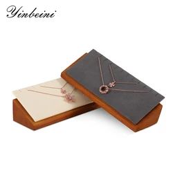 YinBeiNi Necklace Pendant Organizer Wooden Jewelry Display Stand with Microfiber Long Chain Necklace Storage Holder SM021