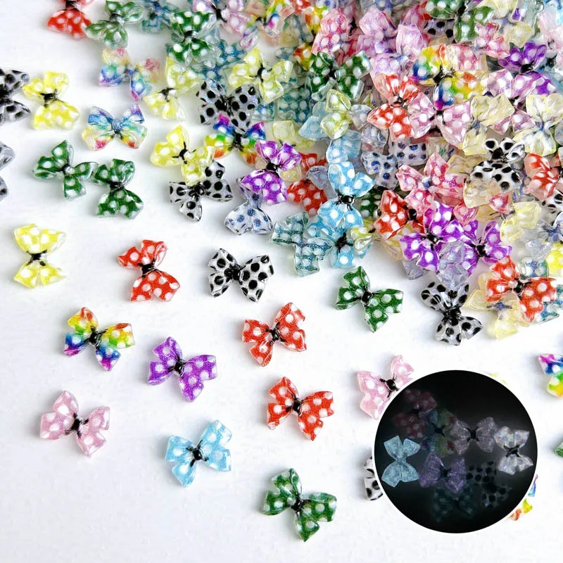 

50 шт., декоративные подвески для ногтей в горошек