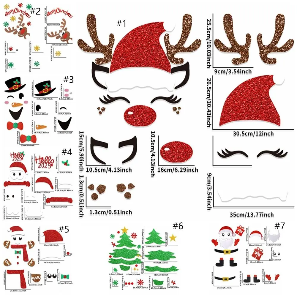 2 Set Cartoon Christmas Felt Door Sticker Elk Christmas Tree Snowman Funny Santa Claus Window Sticker Exquisite