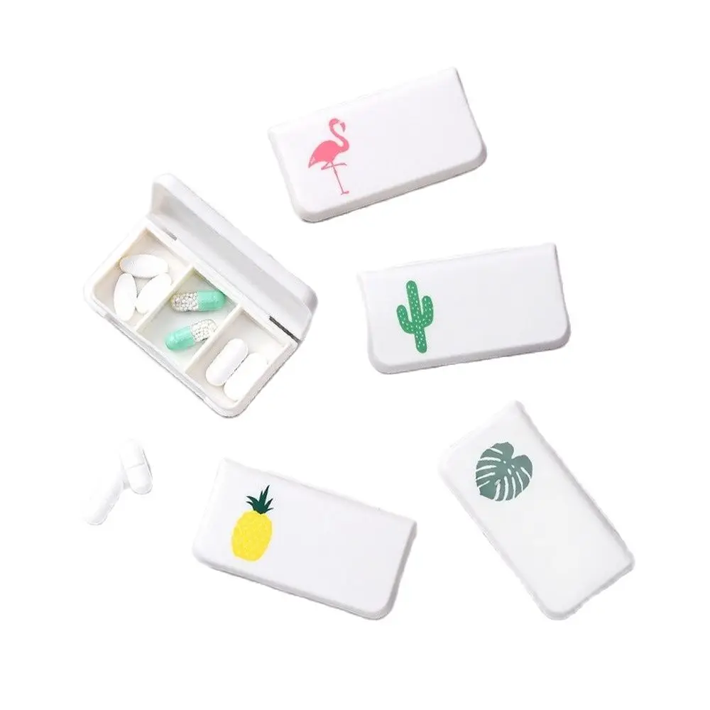 1PC 3 Lattices Pill Box Tablet Flamingo Cactus Leaf Pillbox Dispenser Medicine Boxes Dispensing Medical Kit Mini Organizer Case