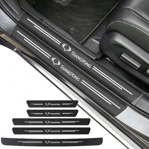Pegatinas de fibra de carbono para coche, pegatina antiarañazos para parachoques de maletero, Ssangyong Korando Kyron Musso Rexton Tivoli Actyon