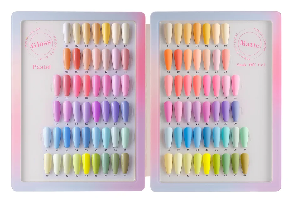 Professional  Nail Art Enamel Gel Nail Kit 48 Organic Pastel Colors Gel Polish Set Private Label for Nail Salons