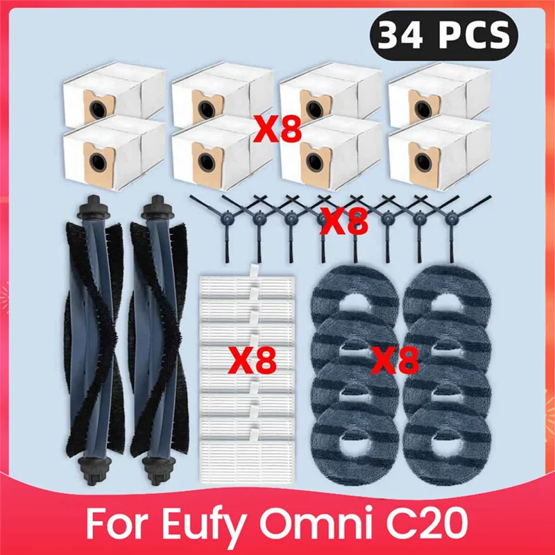 

A21I-для Eufy Omni C20 запасные части для робота-пылесоса основная боковая щетка Hepa фильтр швабра тканевые мешки для пыли аксессуары