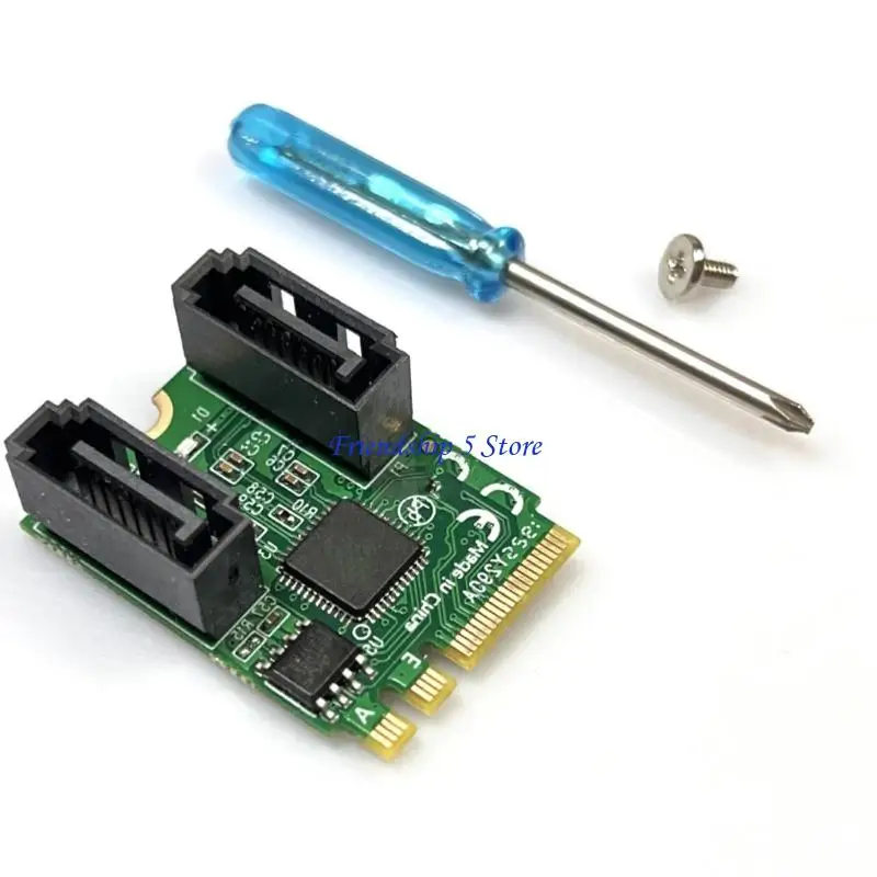 T8WC M.2 A+E คีย์ไปยัง 2 พอร์ต SATA3.0 ตัวแปลงการ์ดส่วนขยายตัวที่ส่งมอบอะแดปเตอร์ขยายการถ่ายโอน 6Gbps ASM1061 ชิป