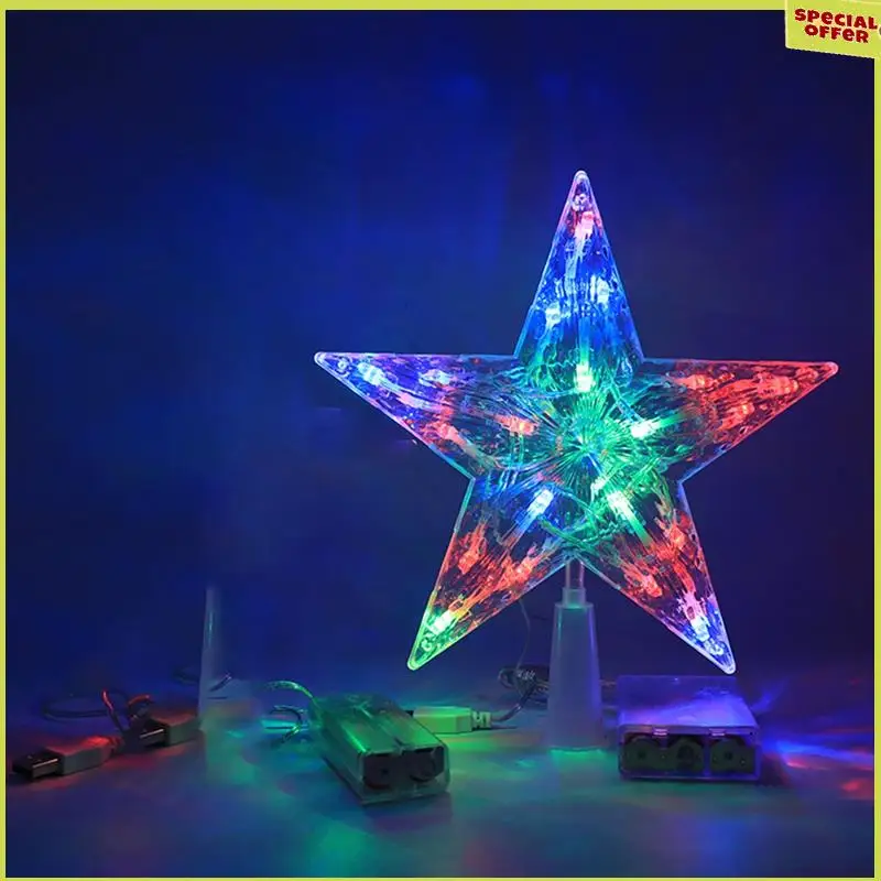 

A34R светодиодный прозрачный шпиль с пятиконечной звездой, украшения для рождественской елки для дома, украшения для рождественского венка