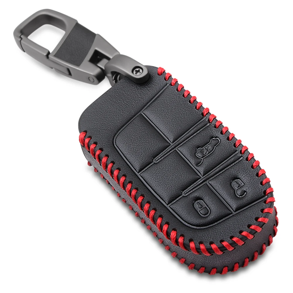 Leather Car Key Cover Case for Jeep Renegade Compass Grand Cherokee for Chrysler 300C Wrangler Dodge Accessaries