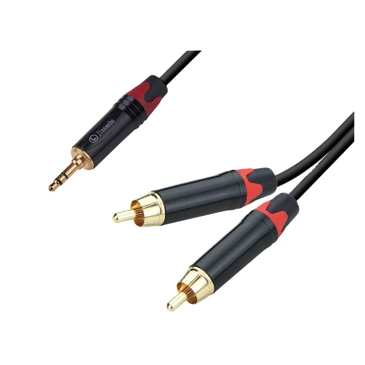 3.5mm 2 RCA AUX Splitter Stereo Male Male Audio Video Jack Cable PVC Jacket Combination Shielding Stock for Speaker Application
