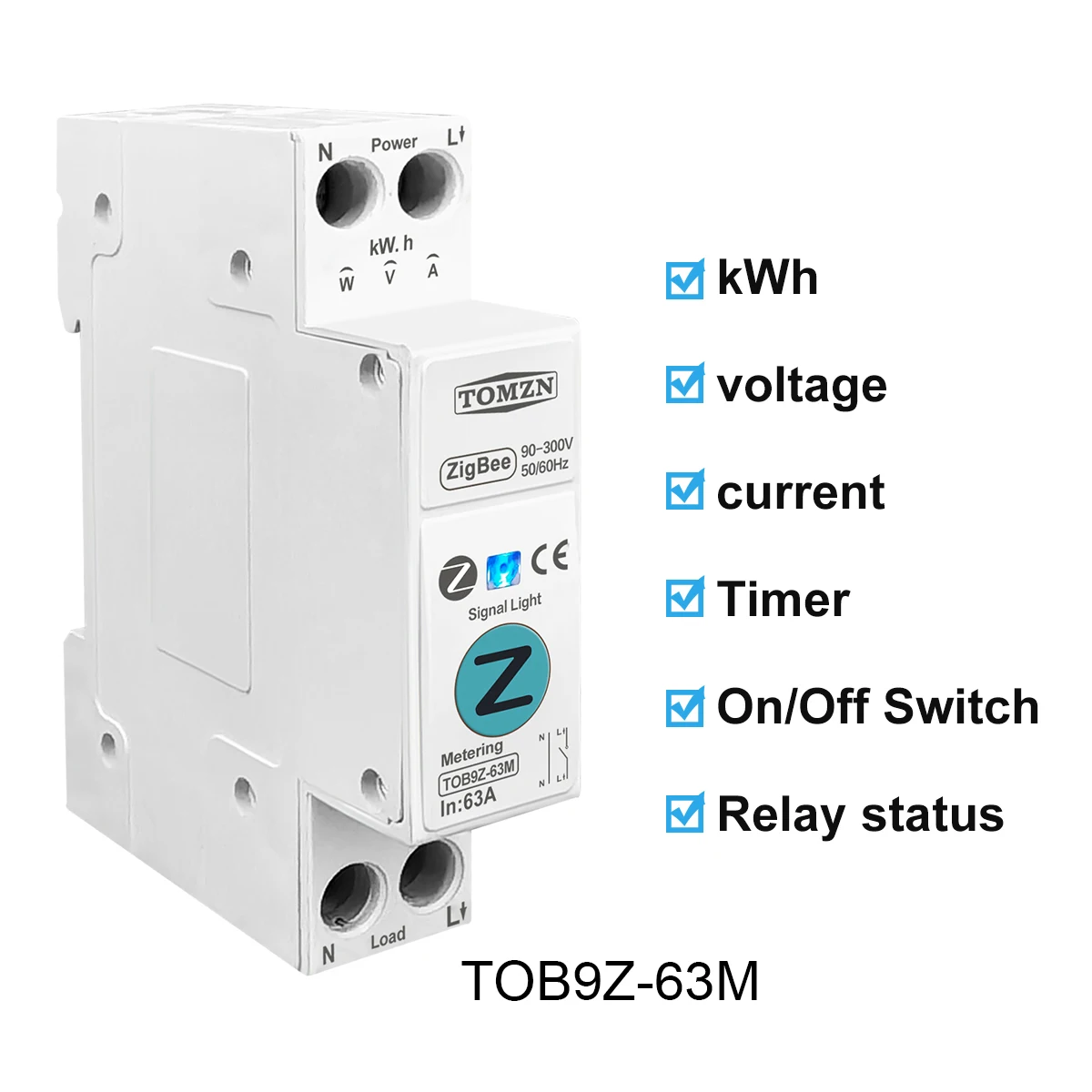 Zigbee 63A 1P+N WIFI Smart Switch Energy Meter Kwh Metering Monitoring Circuit Breaker Timer Relay MCB TUYA smartlife protection