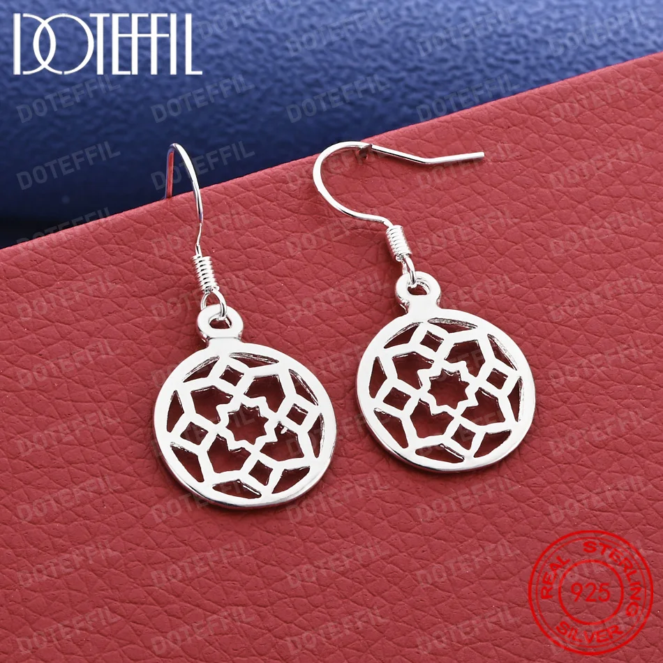 925 Sterling Silver Exquisite Openwork Flower Earrings for Women, Fashionable Wedding Party Gift Jewelry Accessories