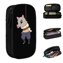 Fun Inosuke Hashibira Pencil Cases Demon Slayer Anime Demon Blade Pencilcases Pen Box for Student Big Capacity Bag Stationery