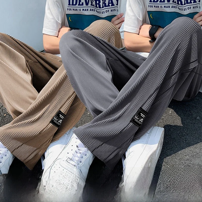 

Ice Silk Straight Leg Sports Long Pants Men's Loose Fit Thin Summer Drapey Casual Trousers Teenage Faion Trendy