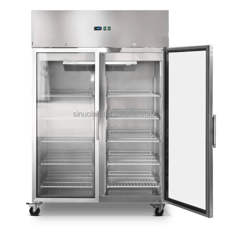 Commercial Double Door Upright Reach In Freezer / Chiller And General Hotel Kitchen Refrigerator