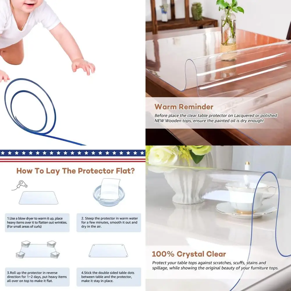 

Прямоугольная прозрачная пластиковая скатерть в рулоне, 36x60 дюймов, идеально подходит для кухни, столовой, офиса, вечеринок на открытом воздухе и пикников