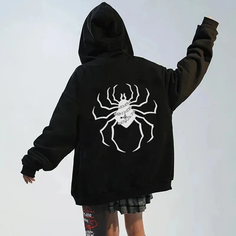 

Hunter X Hunter Spider Print Аниме Толстовка на молнии Мужчины Женщины Готика Y2K Куртка на молнии Толстовки Повседневная толстовка Пальто Уличная одежда