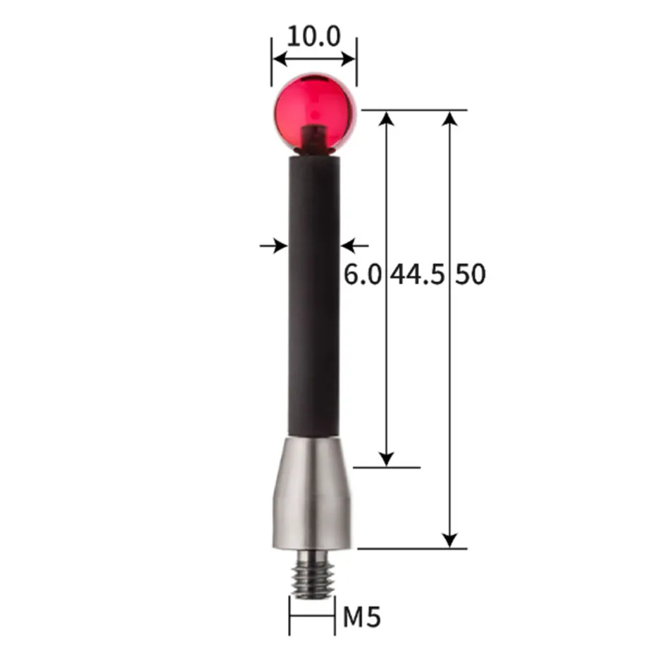 Sonda de medição de três coordenadas m5, sonda tridimensional de fibra de carbono, haste de medição de rubi, máquina de ferramenta, sonda de medição