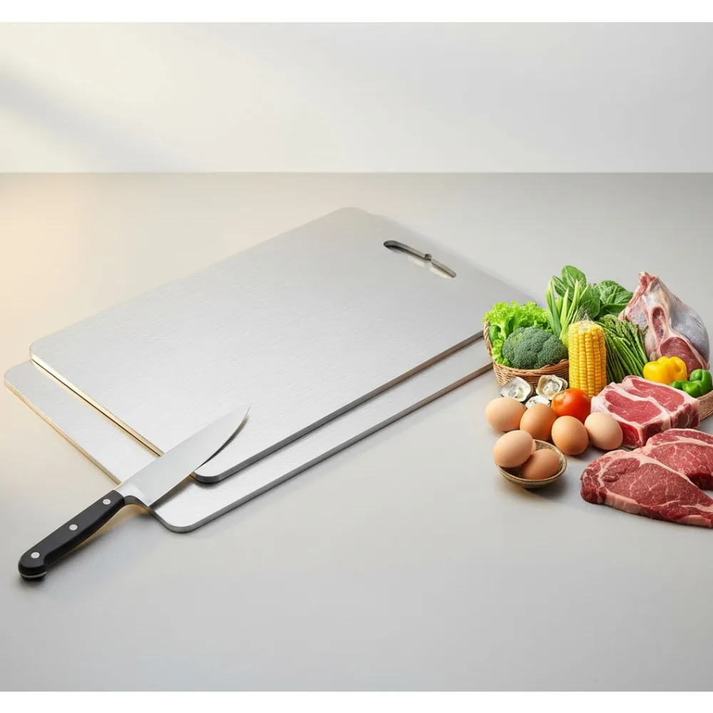 

Новое обновление 2025, разделочная доска из 100% чистого титана, двухсторонняя разделочная доска с антипригарным покрытием для кухни, легко чистится и гигиеническая