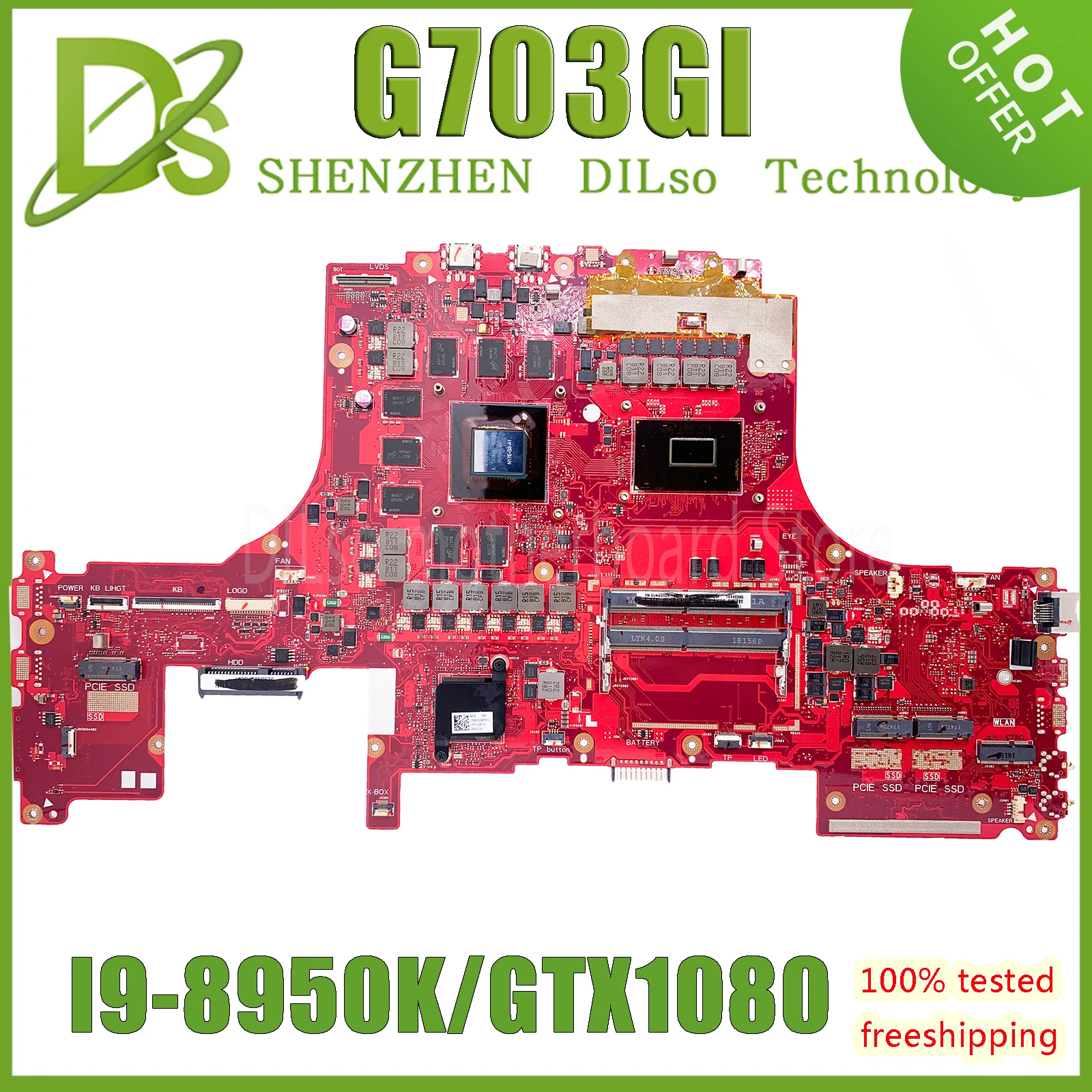 

KEFU G703GI Laptop Motherboard For ASUS ROG G703G G703 S7BI REV 6.3 Gaming Mainboard I9-8950K/GTX1080-8G 100% Working