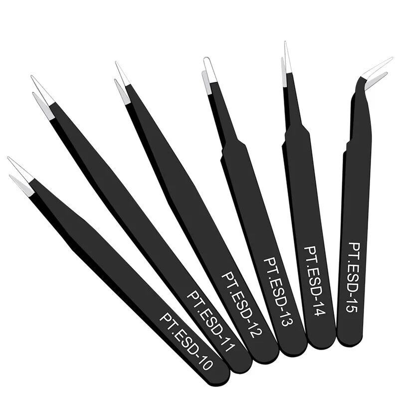 6 Pieces Per Set Anti-static Stainless Steel Tweezers Tool for Eyelash Extension Supplies Makeup Tools