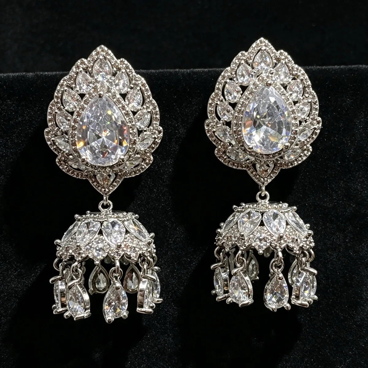 Luxury Wind Chime Dangle Earrings Micro Inlaid Color Zircon Drop Earrings Statement Ear Jewelry For Women Party Wedding Gifts