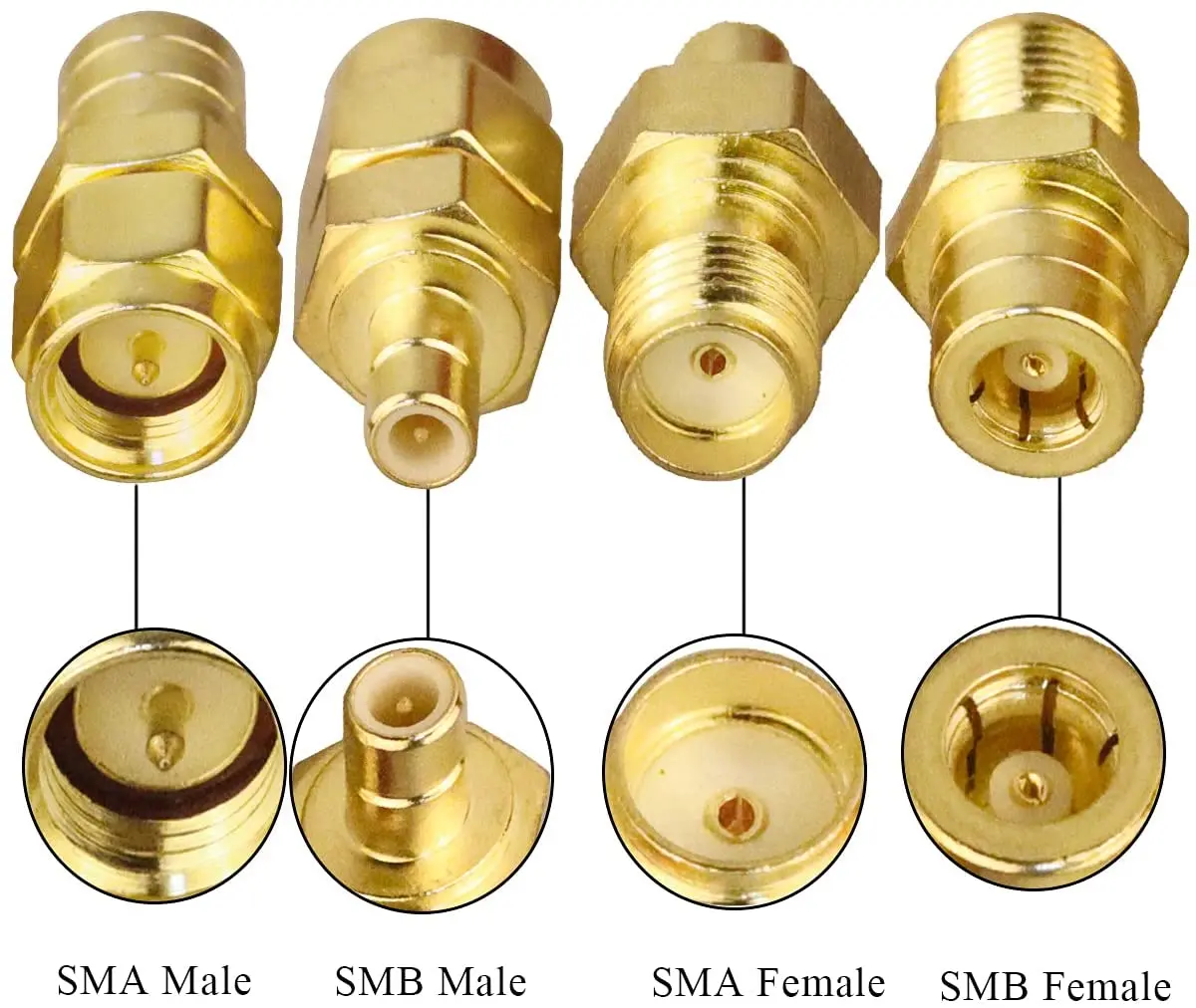 Lote/4 peças 2 peças. lote kit de conector sma smb antena coaxial adaptador smb para sma macho para fêmea kits de conector coaxial rf