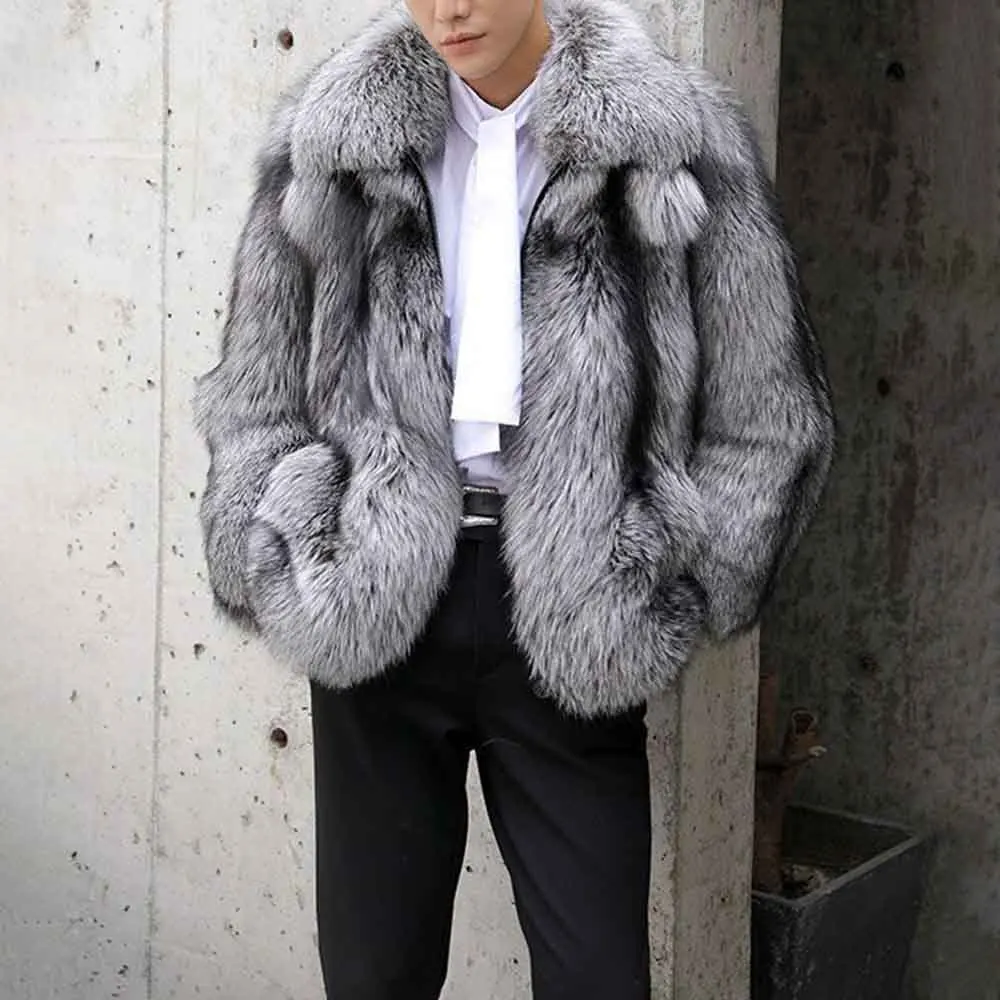 

Winter New Men's Faux Mink Fur Long-Sleeved Jacket American Retro Fashion Trendy High Street Loose Casual Niche Men's Top 2025