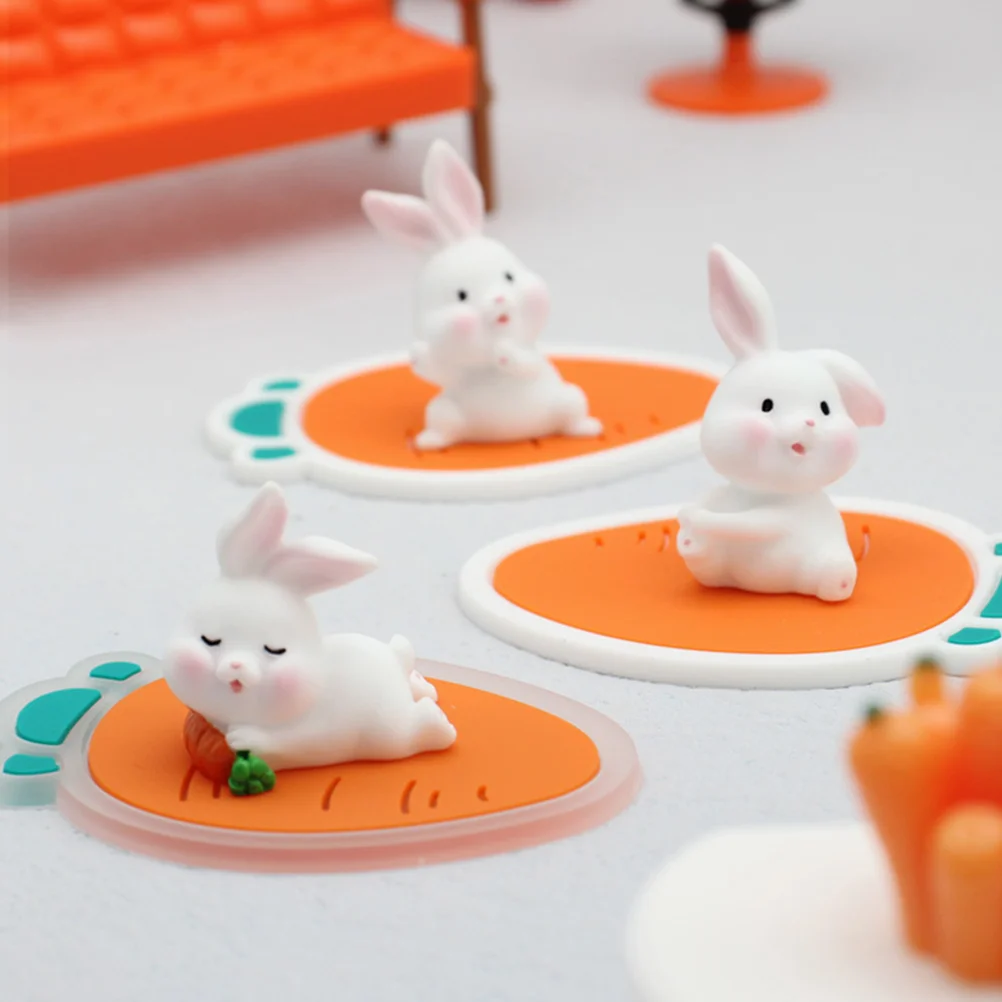 

1 set Mini Bunny Figurines Resin naments Creative Rabbit Crafts Adorable Tabletop Home Car Dashboard Decor Micro L
