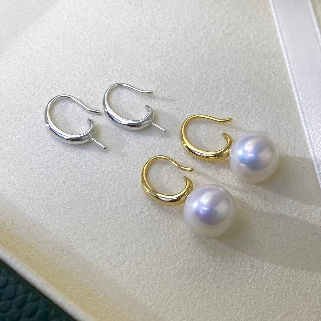 925 Sterling Silver Earrings Mount Findings Settings Base Mounting Parts Accessory for 9-11mm Pearls 10 pairs/lot