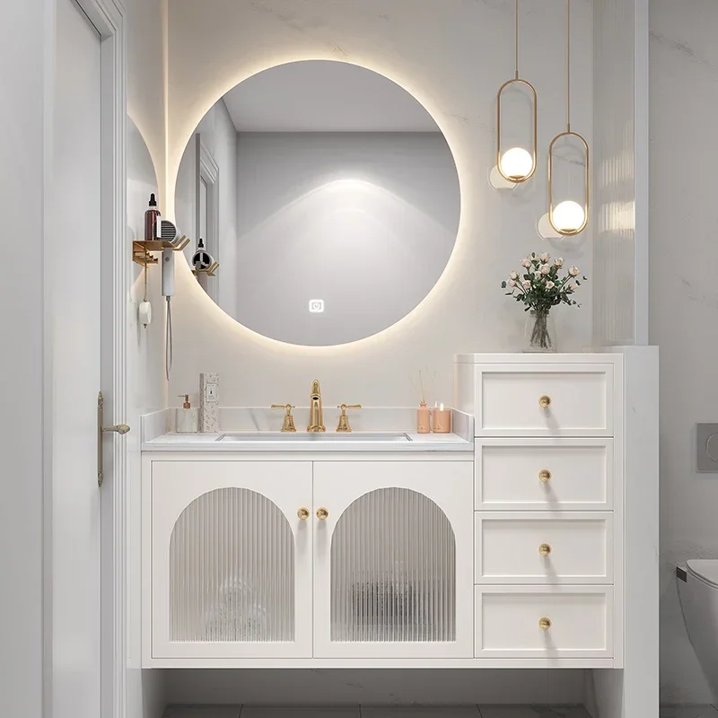 Bathroom Furniture Vanit Basin Cabinet Set Light Luxury Smart Mother-in-law Double High And Low Table Washbasin Floor-to-ceiling