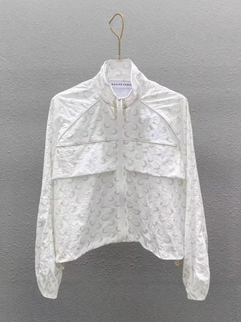 Women Sun Protection Reflective Jacket Korean Casual Long Sleeve Oversized Loose Moon Print Autumn