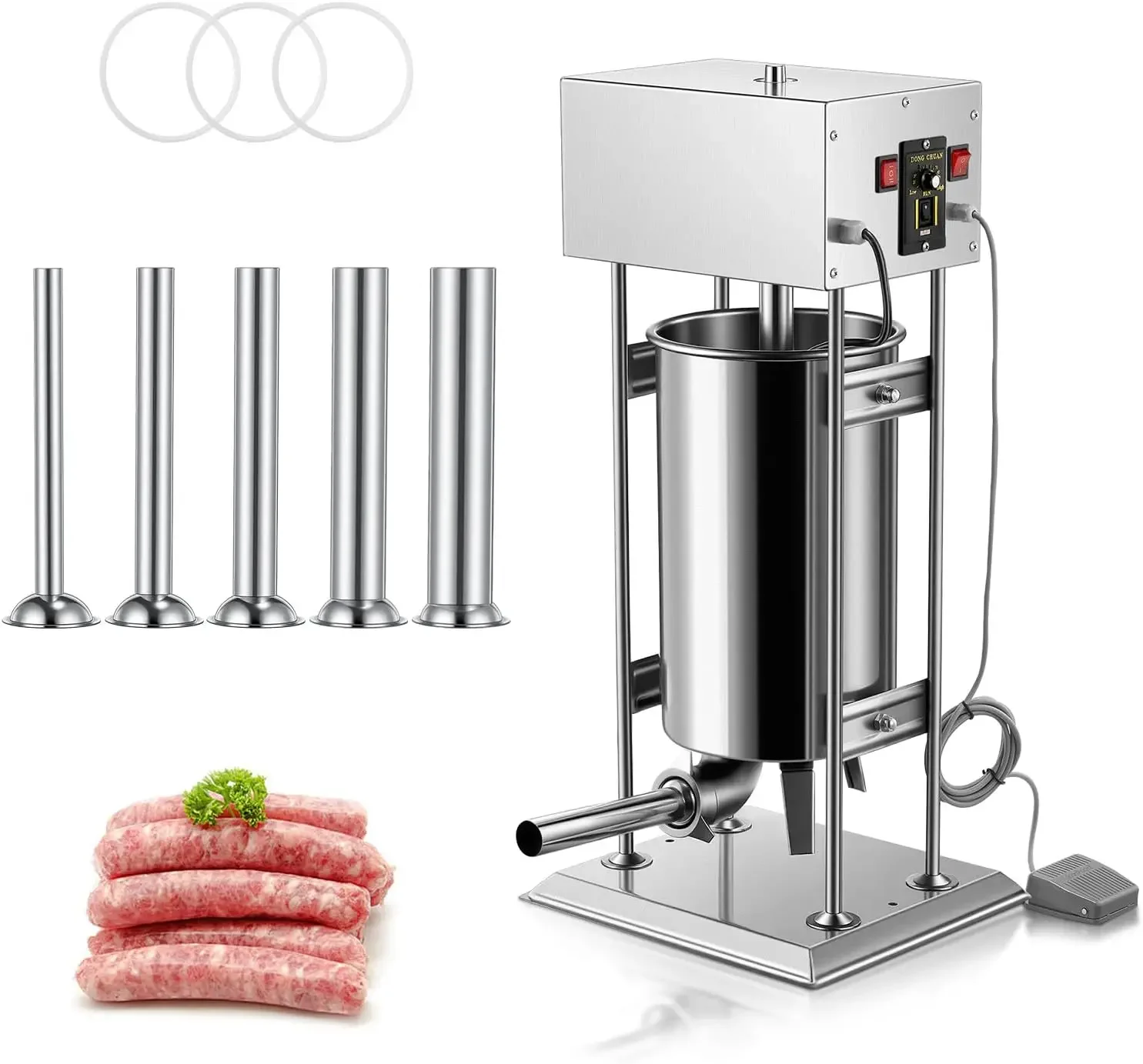

Commercial Electric Sausage Stuffer, 33 LBS / 15 L Vertical Meat Stuffer, Speed Control with Foot Pedal, Stainless Steel Heavy D