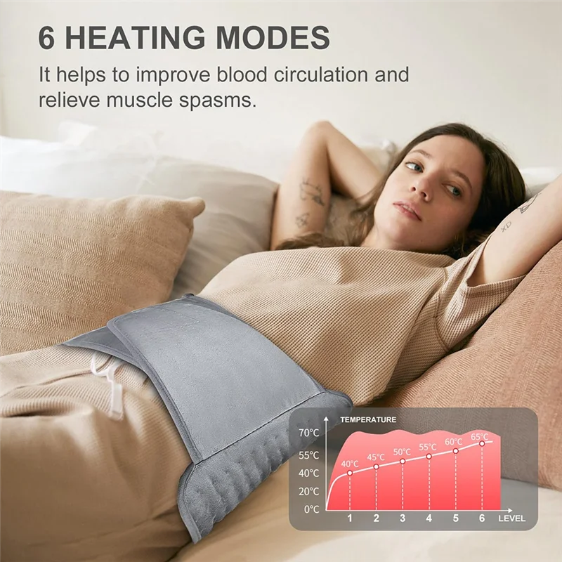 B59B-Controlled Heating Therapy Blanket Waist Support Belt With Pocket Waist Belt With Pocket Heating Pad AU Plug