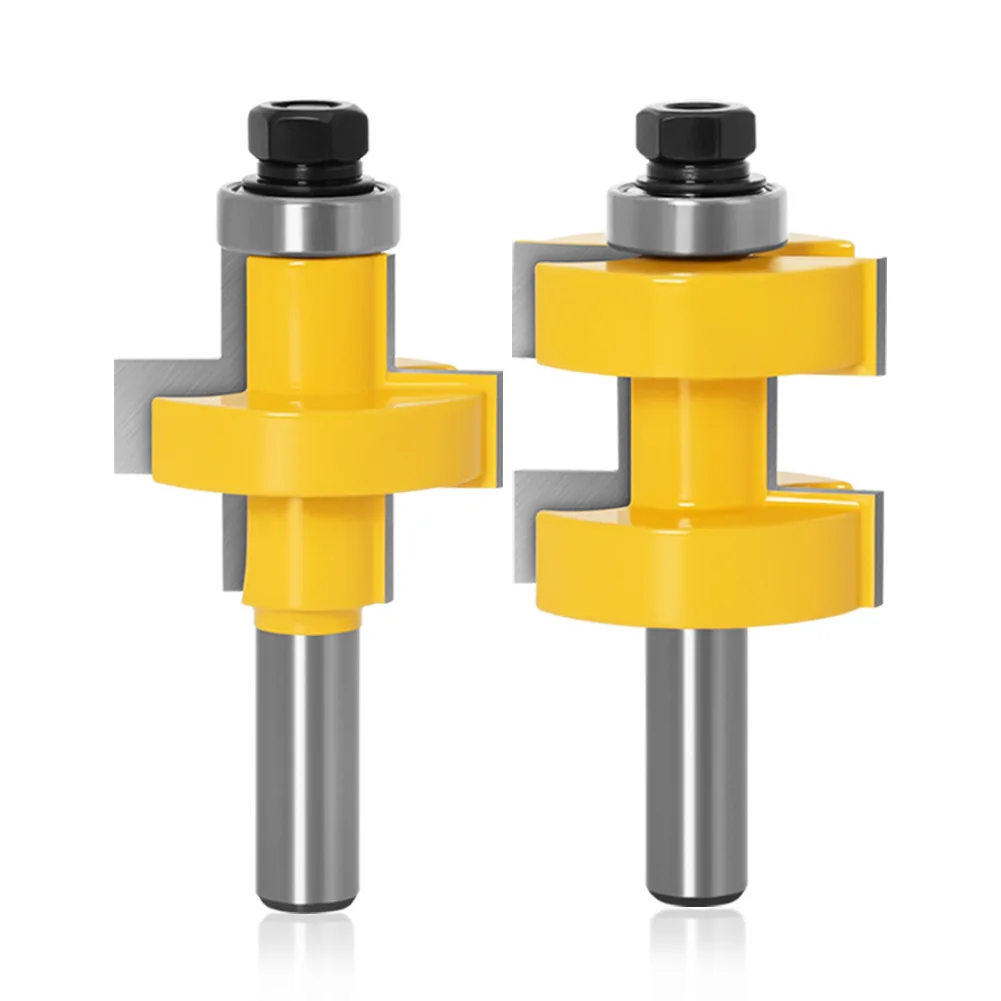 2PC/Set 1/2" 12.7MM 12MM 8MM Shank Milling Cutter Wood Carving Large Tongue & Groove Joint Assembly Router Bit Set 42mm Stock