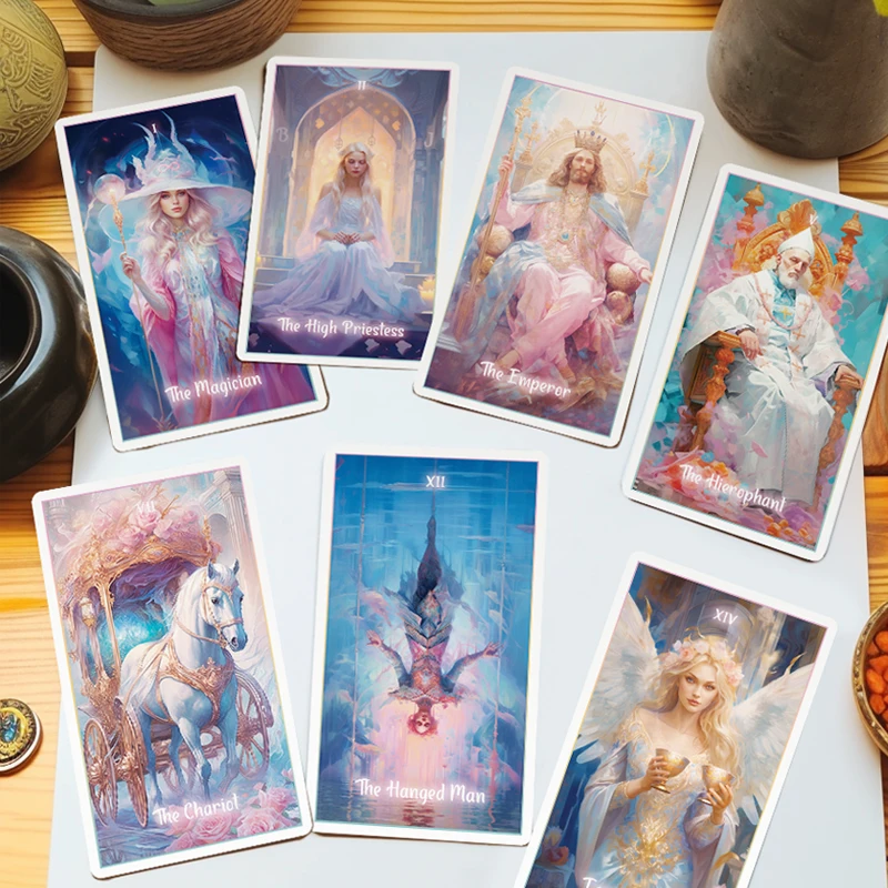 Baru 2025 Pemula 12X7Cm Tarot Rider Waite 78 Dek Kartu Tarot Warna Fantasi Profesional Asli dengan Buku Panduan PDF