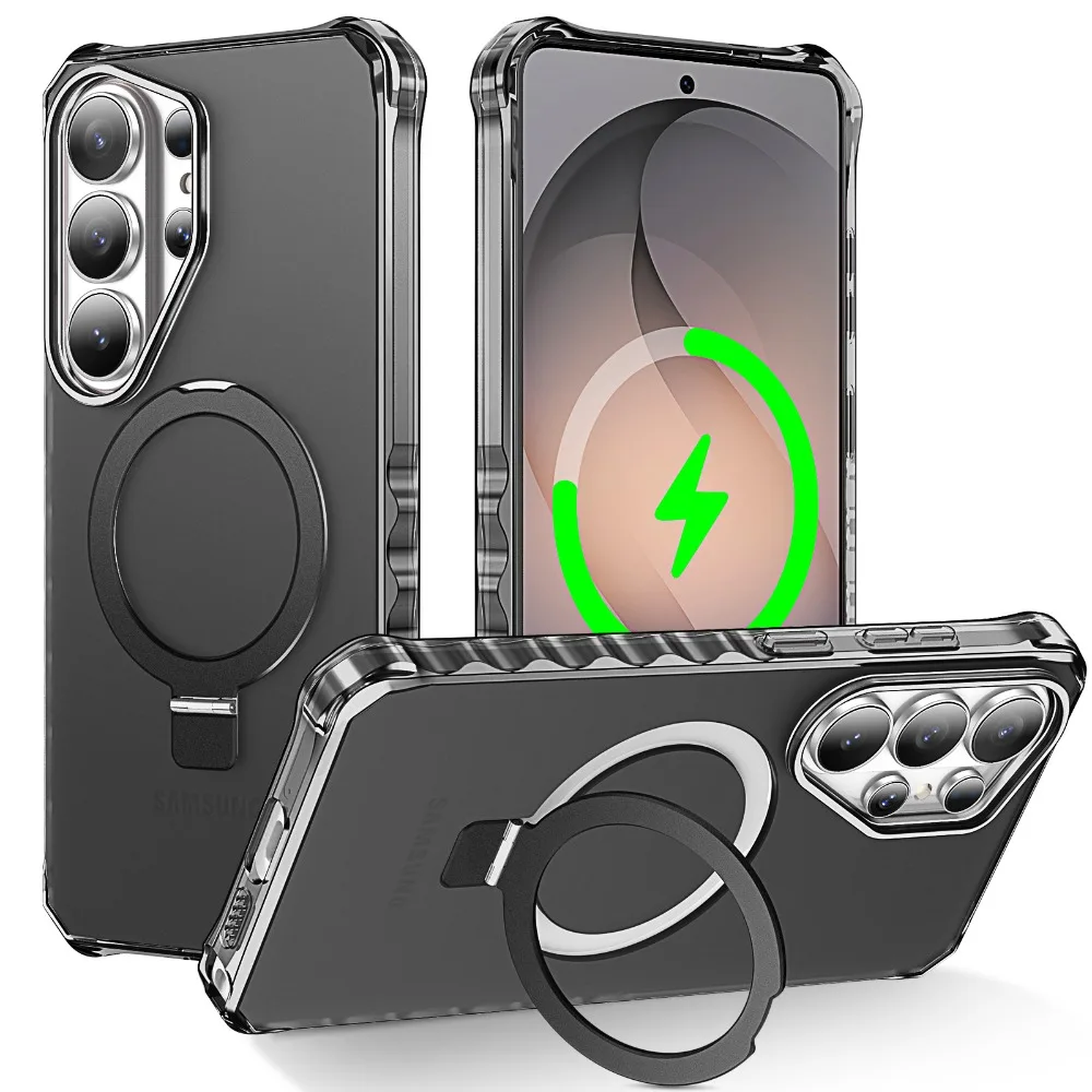 High Quality PC+TPU Magnetic 360°Rotating Ring Holder Case For Samsung Galaxy S26 S25 S24Ultra Plus For MagSafe Shockproof Cover