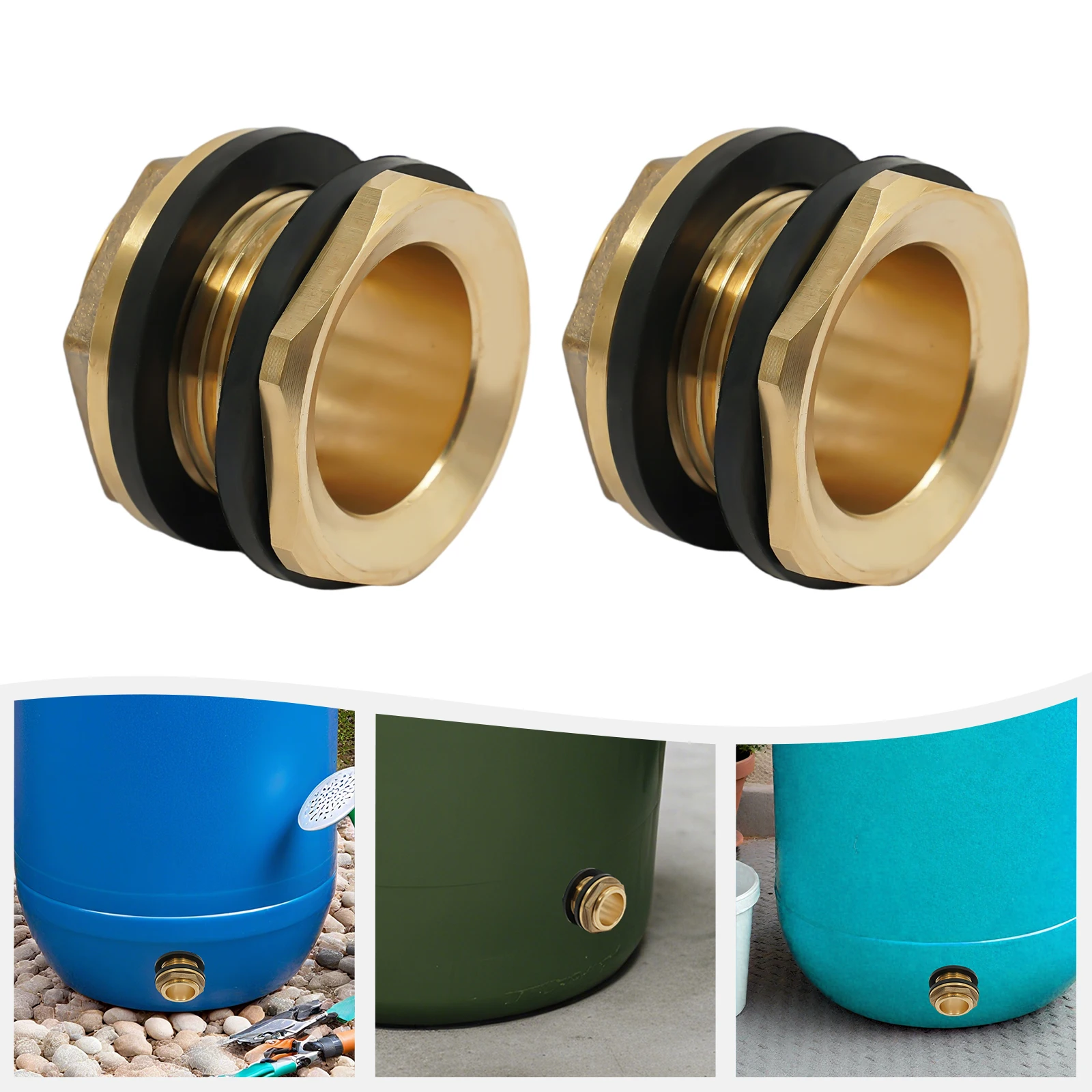 

2 шт. латунный разъем резервуара для воды, 2 комплекта разъема резервуара для воды с наружной резьбой G1, с резиновыми уплотнительными кольцами