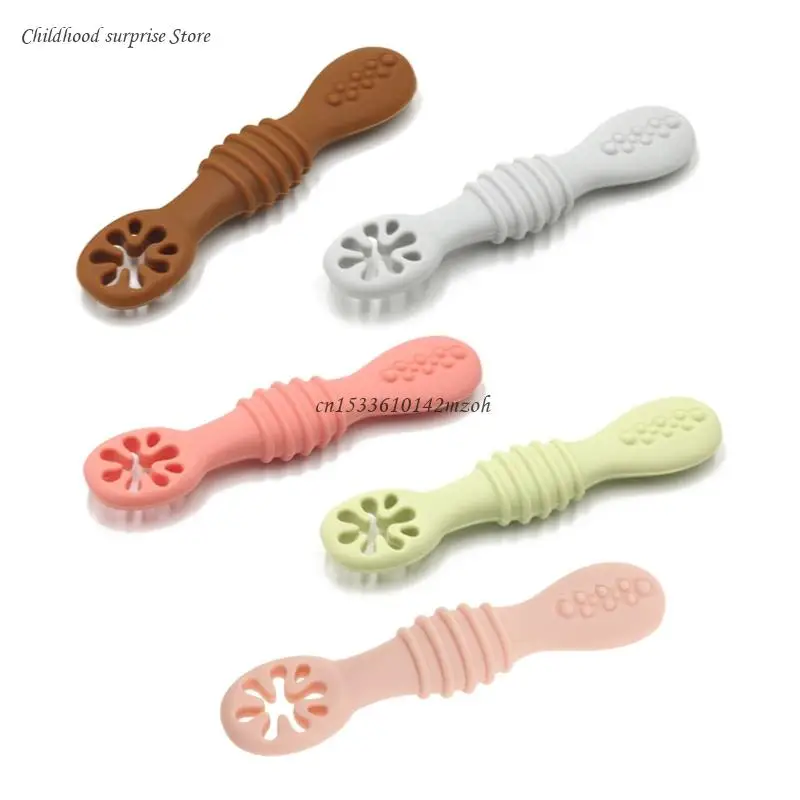 Baby-Led Weaning Silicone Spoon Learning Feeding Training Utensils Newborn Toddler Tableware Dropship