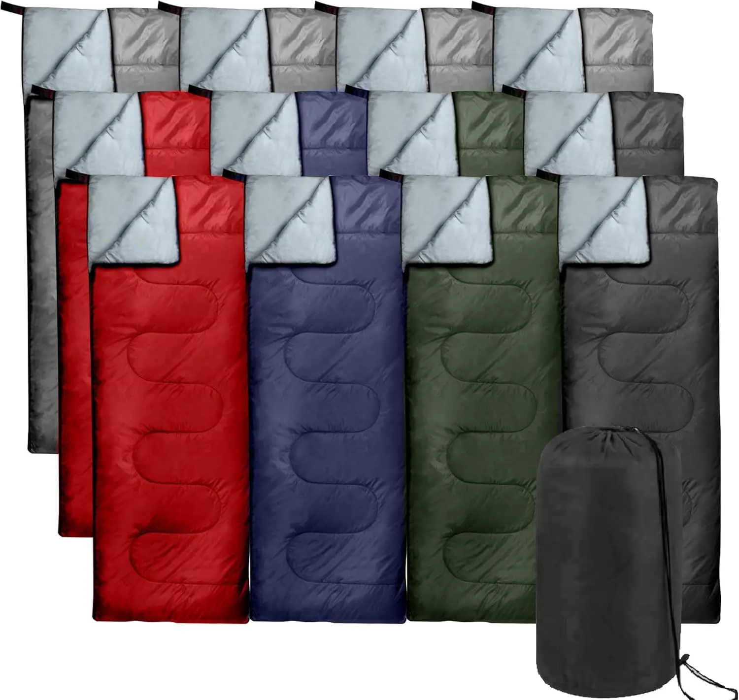 Sleeping Bags Bulk 10 Pack Envelope Sleeping Bags, 4 Seasons Warm or Cold Lightweight Indoor Outdoor Sleeping Bags for Adults, B