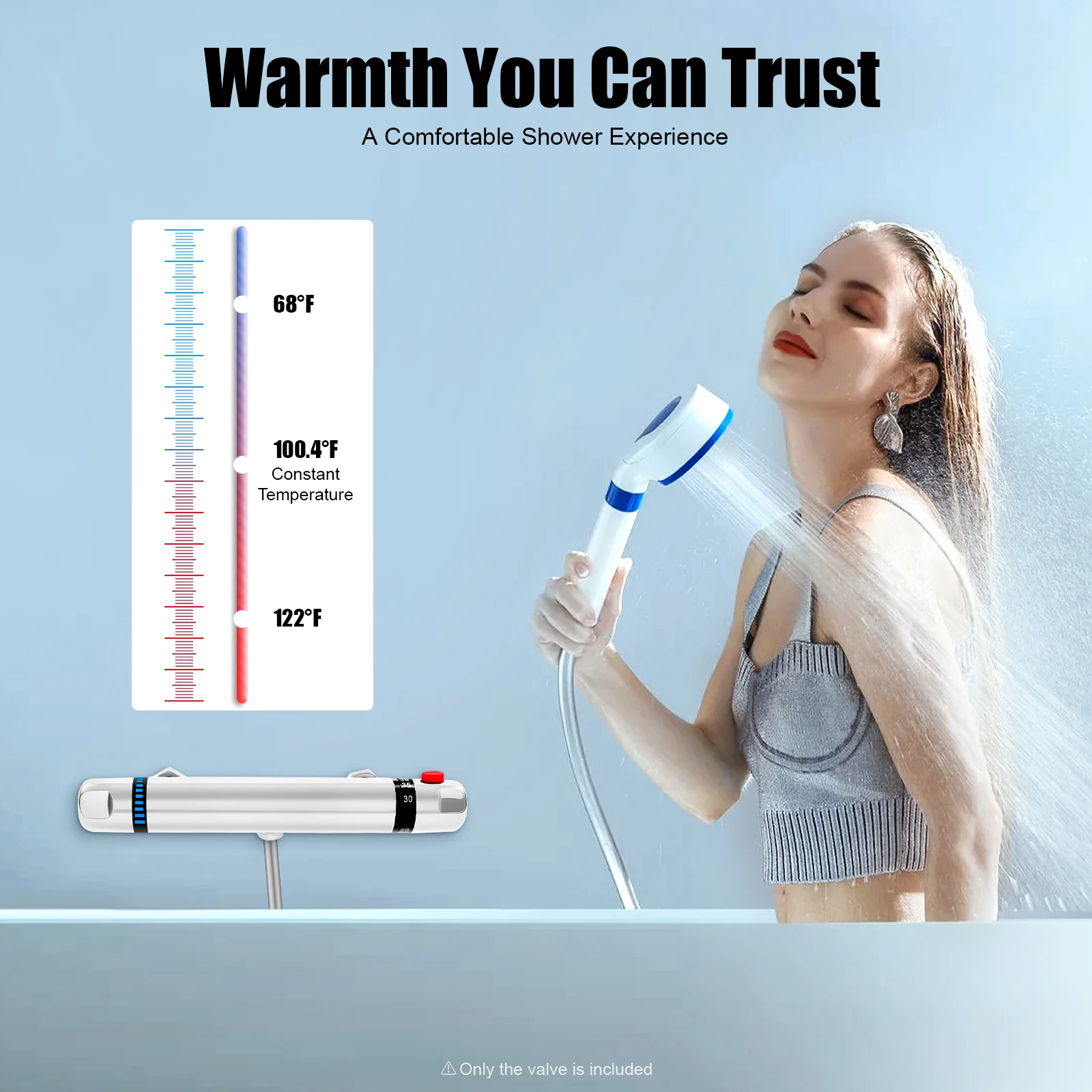 Thermostatisches Duschmischventil in Silberausführung mit Abwärts-Wasserauslass, Präzise Temperatur- und Durchflussregelung für Ferienhaus und Apartment – Detail 2