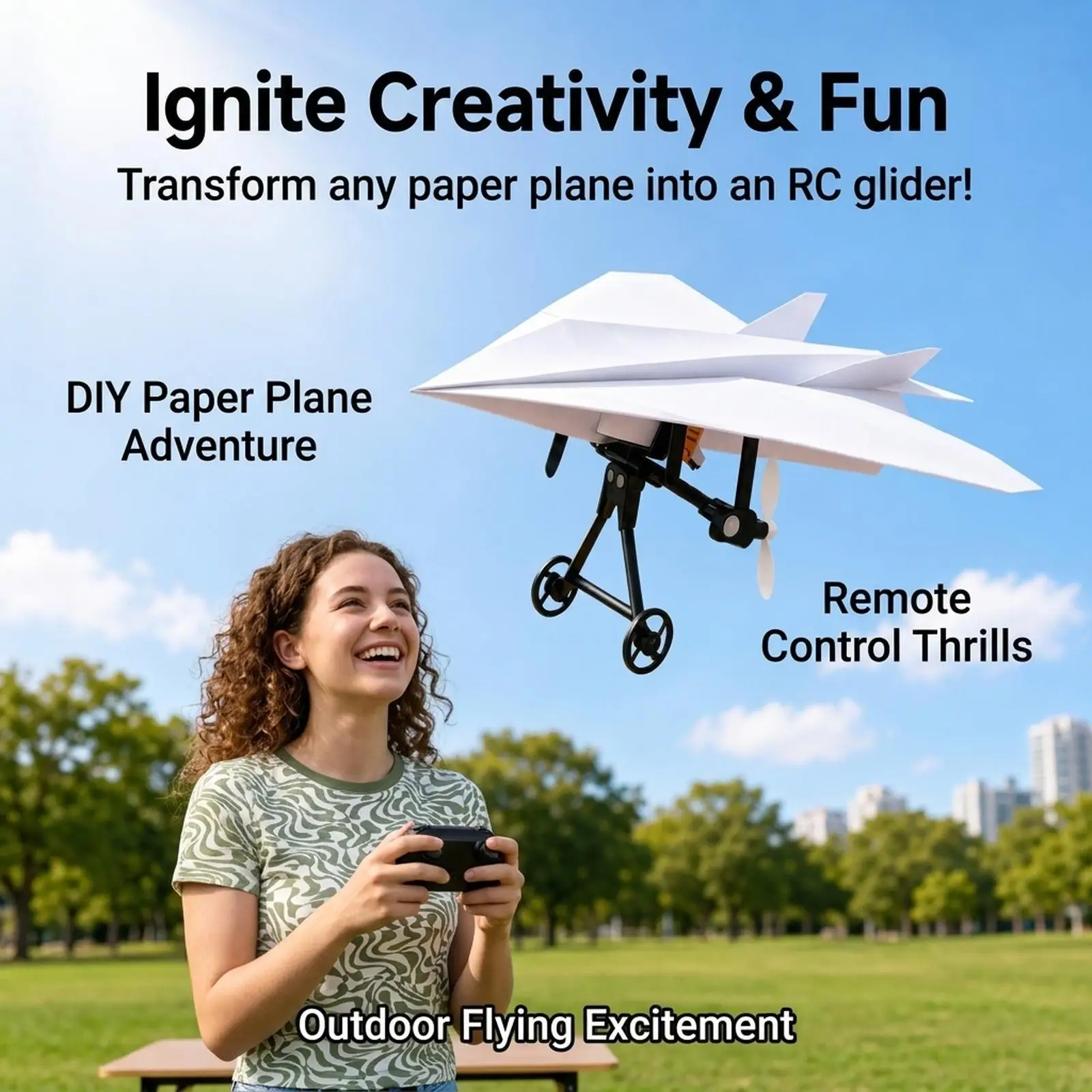 Remote Controlled RC Paper Airplane Kit ABS DIY Model Aircraft Electric Flight Glider Toy for Boy Kids Party Gift