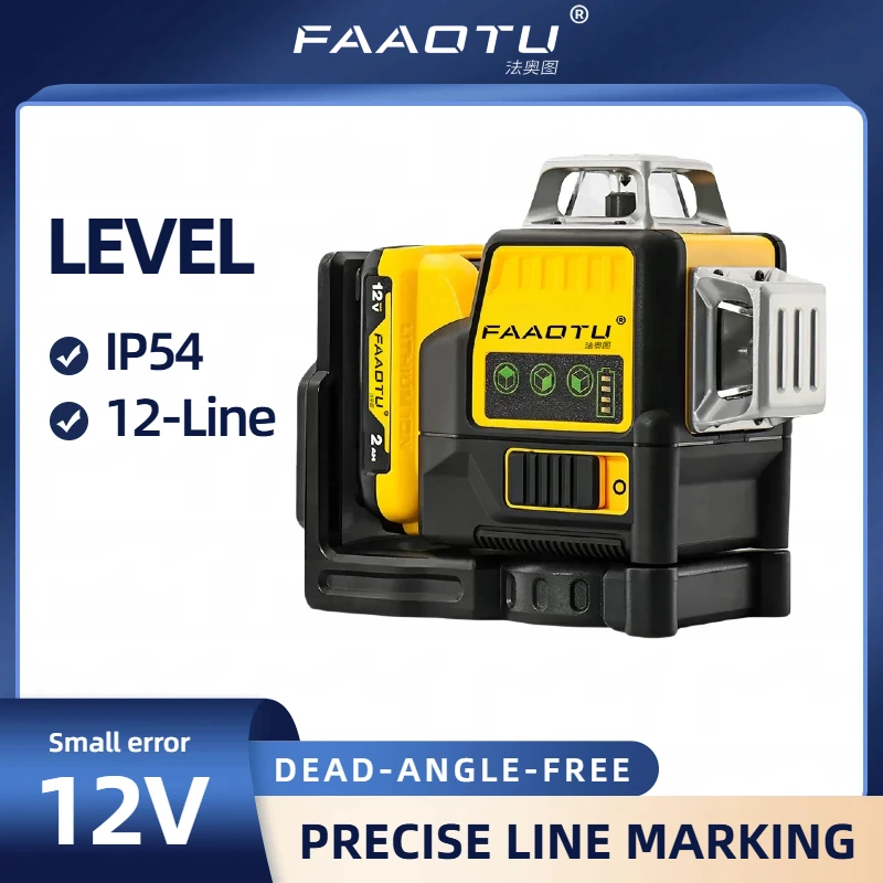 

FAAOTU 089LG 3-сторонний вертикальный лазерный уровень на 360 градусов с литиевым измерителем уровня 12 В, подходит для батарей Dewalt