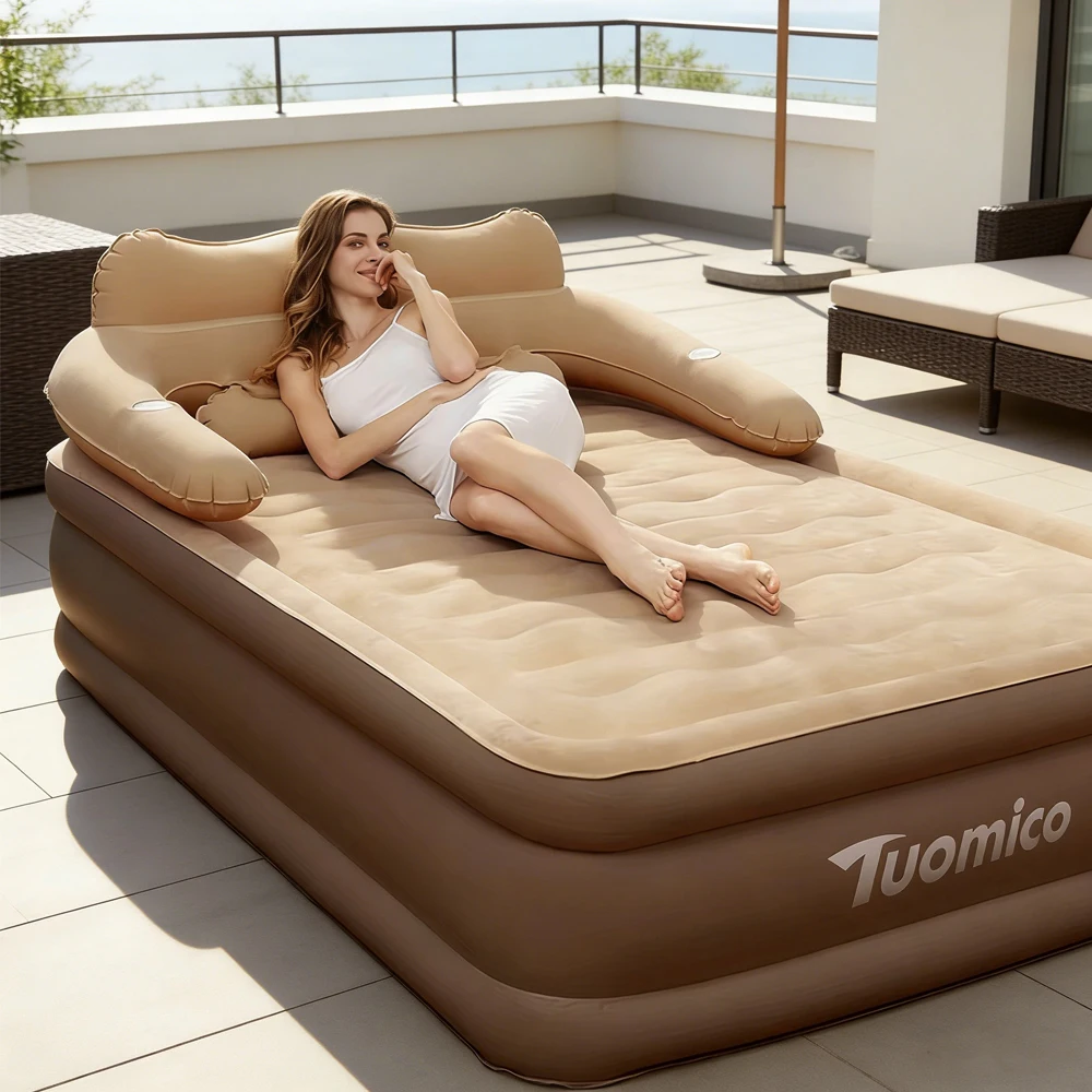 152*203*48CM 2-Personen Aufblasbare Matratze für Innen und Außen, Luftkissen, Auto-Schlafmatte, Camping, Faltbare Tragbare Sofa-Matte