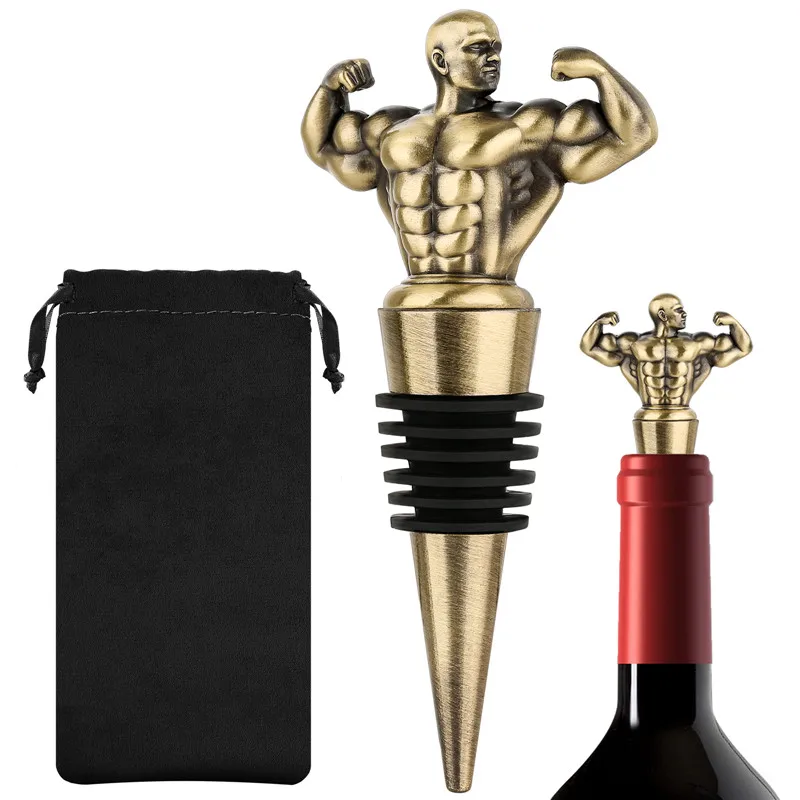 Metal Bottle Stopper Muscular Man Shape Wine Stoppers for Celebration Wedding Party Accessory Champagne Saver Barware